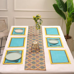Mandala Glow Dining Set (Runner Size: 70x12.5 inch | Mat Size: 12x18 inch)