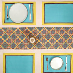 Mandala Glow Dining Set (Runner Size: 70x12.5 inch | Mat Size: 12x18 inch)