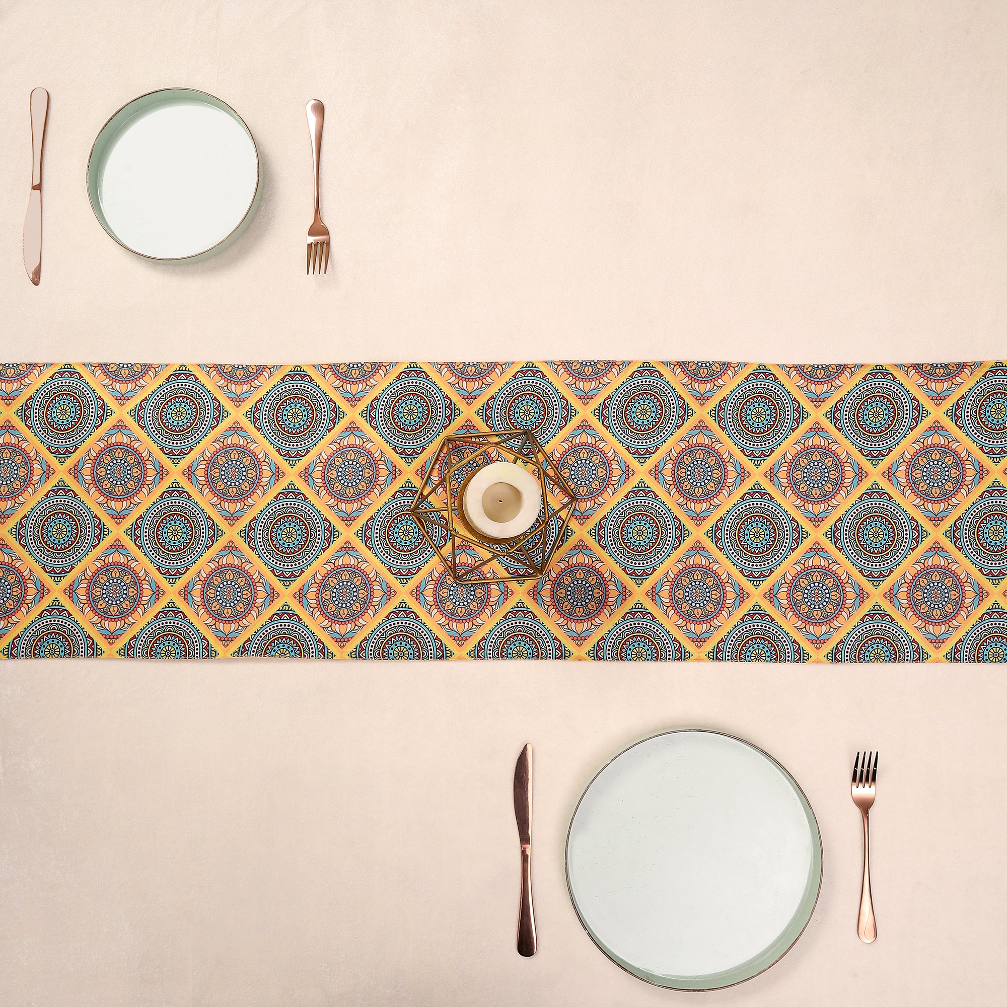 Mandala Glow Dining Set (Runner Size: 70x12.5 inch | Mat Size: 12x18 inch)