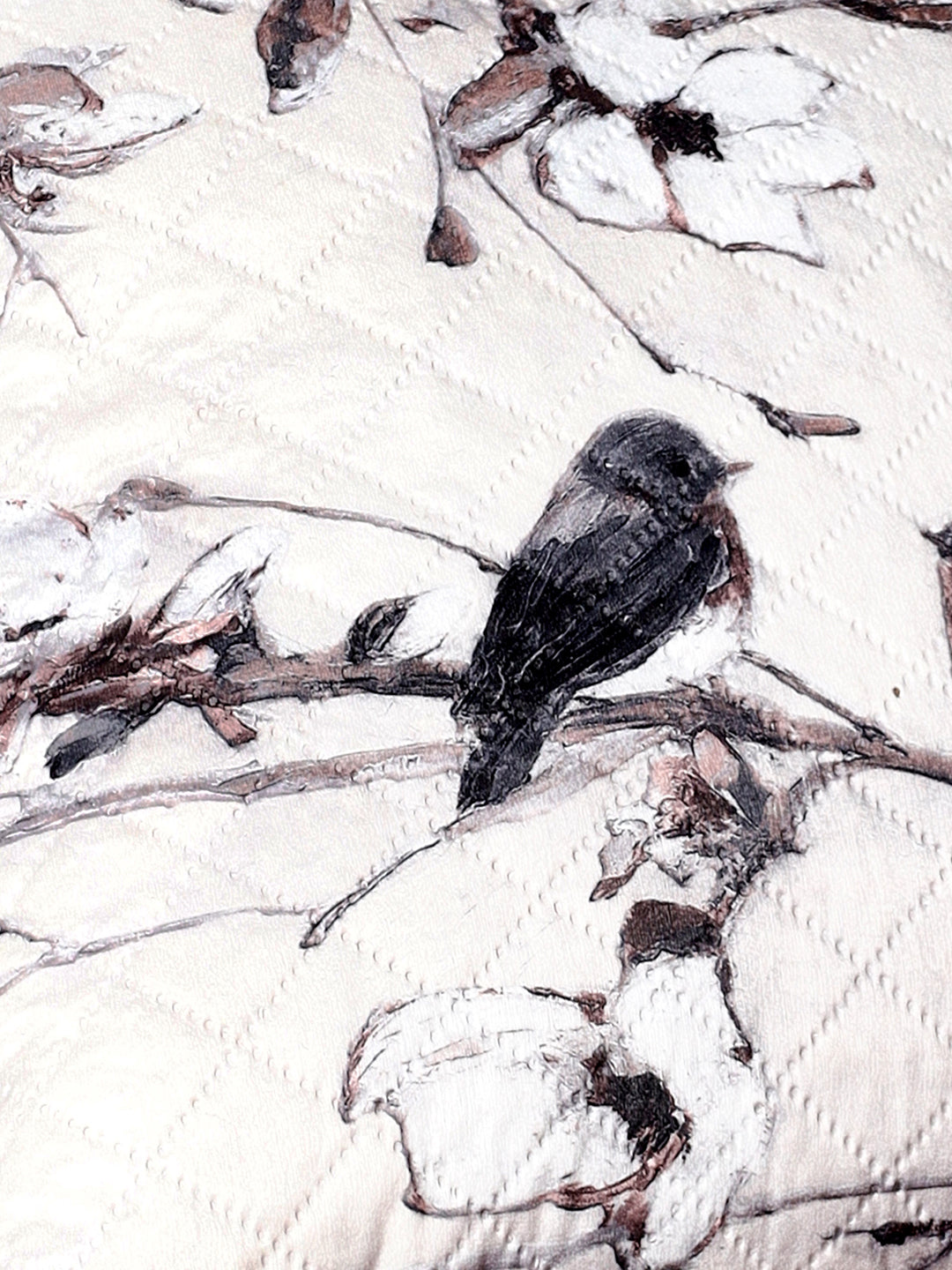 Birdsong & Blossoms Design–  Premium Quilted Cushion Cover – 14 x 14 inches