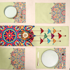 Satrangi Mandala Dining Set (Runner Size: 70x12.5 inch | Mat Size: 12x18 inch)