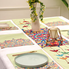 Satrangi Mandala Dining Set (Runner Size: 70x12.5 inch | Mat Size: 12x18 inch)