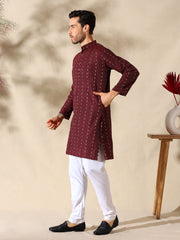 Maroon Royale Woven Cotton Kurta