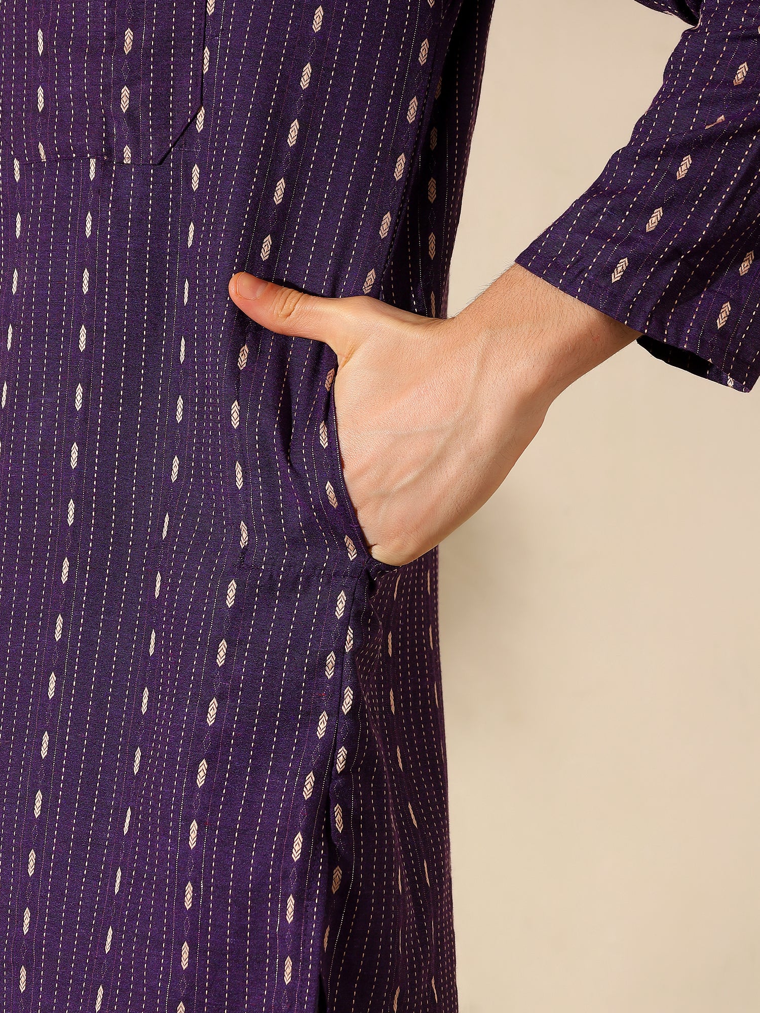 Royal Plum Woven Cotton Kurta