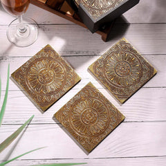 Regal Mandala Brass Coaster Set of 6