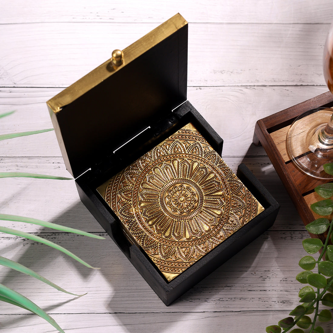 Regal Mandala Brass Coaster Set of 6
