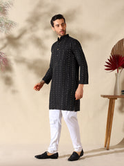 Noir Classic Woven Cotton Kurta