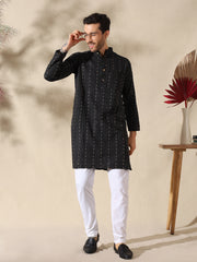 Noir Classic Woven Cotton Kurta
