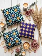 Elegant Geometric Satin Reversible Cushion Cover - Furnish Factory