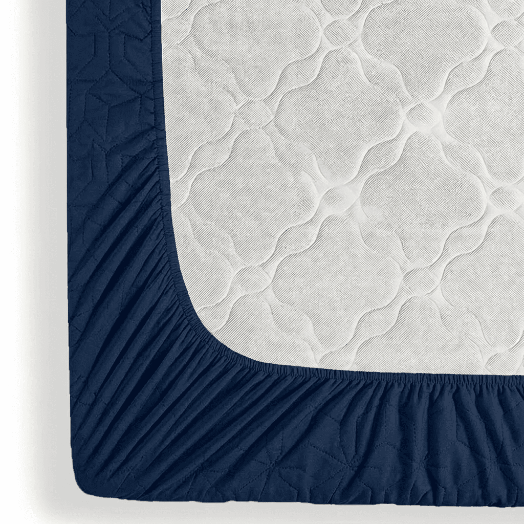 Yankess blue Waterproof Mattress Protector – Fitted Textured Design - Furnish Factory