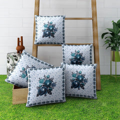 Blue Rose Elegance Cushion Cover (16x16 inches)