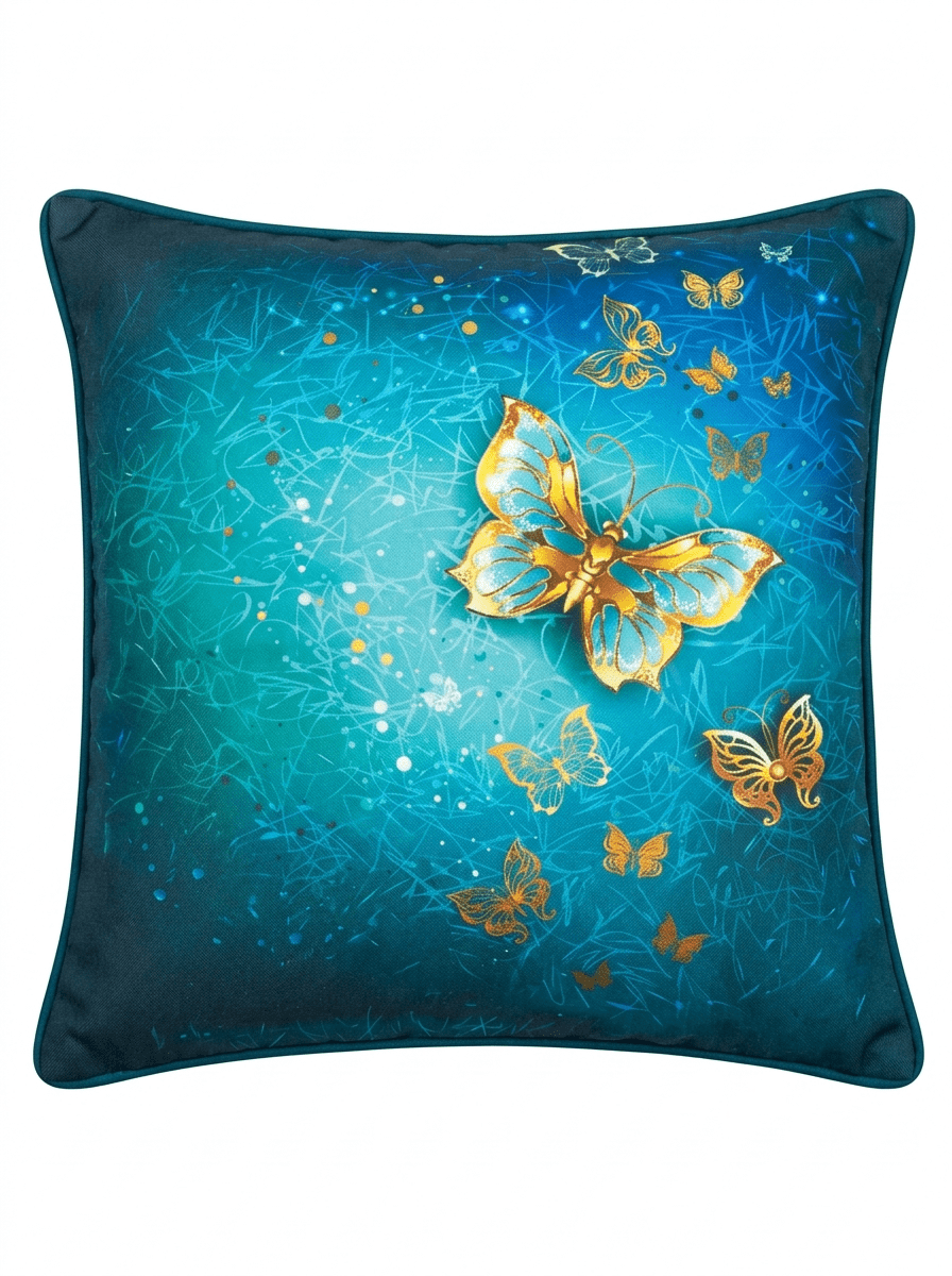 Golden Butterfly Cushion Cover (16*16 inch) - Furnish Factory