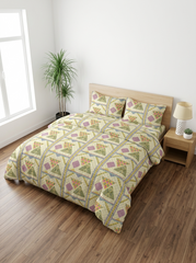 Jaipuri Olive Prism Premium Bedsheet