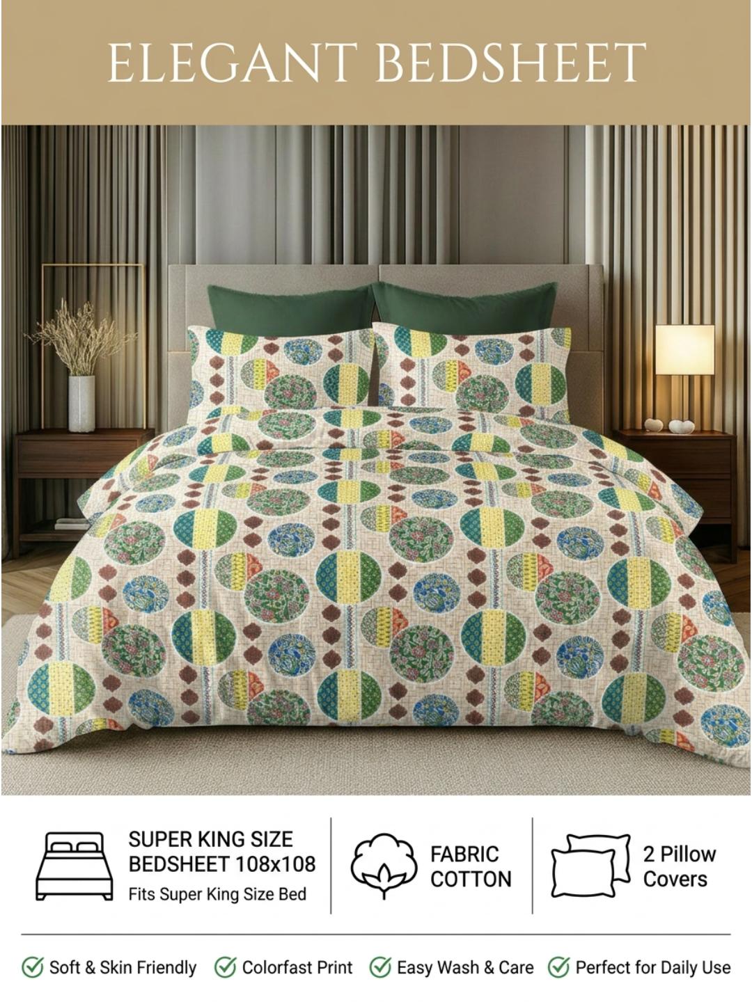 Earthy Orbit Premium Jaipuri Bedsheet - Furnish Factory