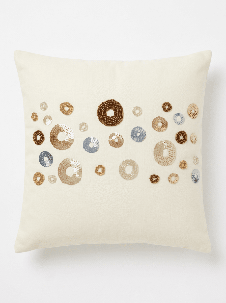 Modern Circle Silk Embroidered Cushion Cover (16*16 inch) - Furnish Factory