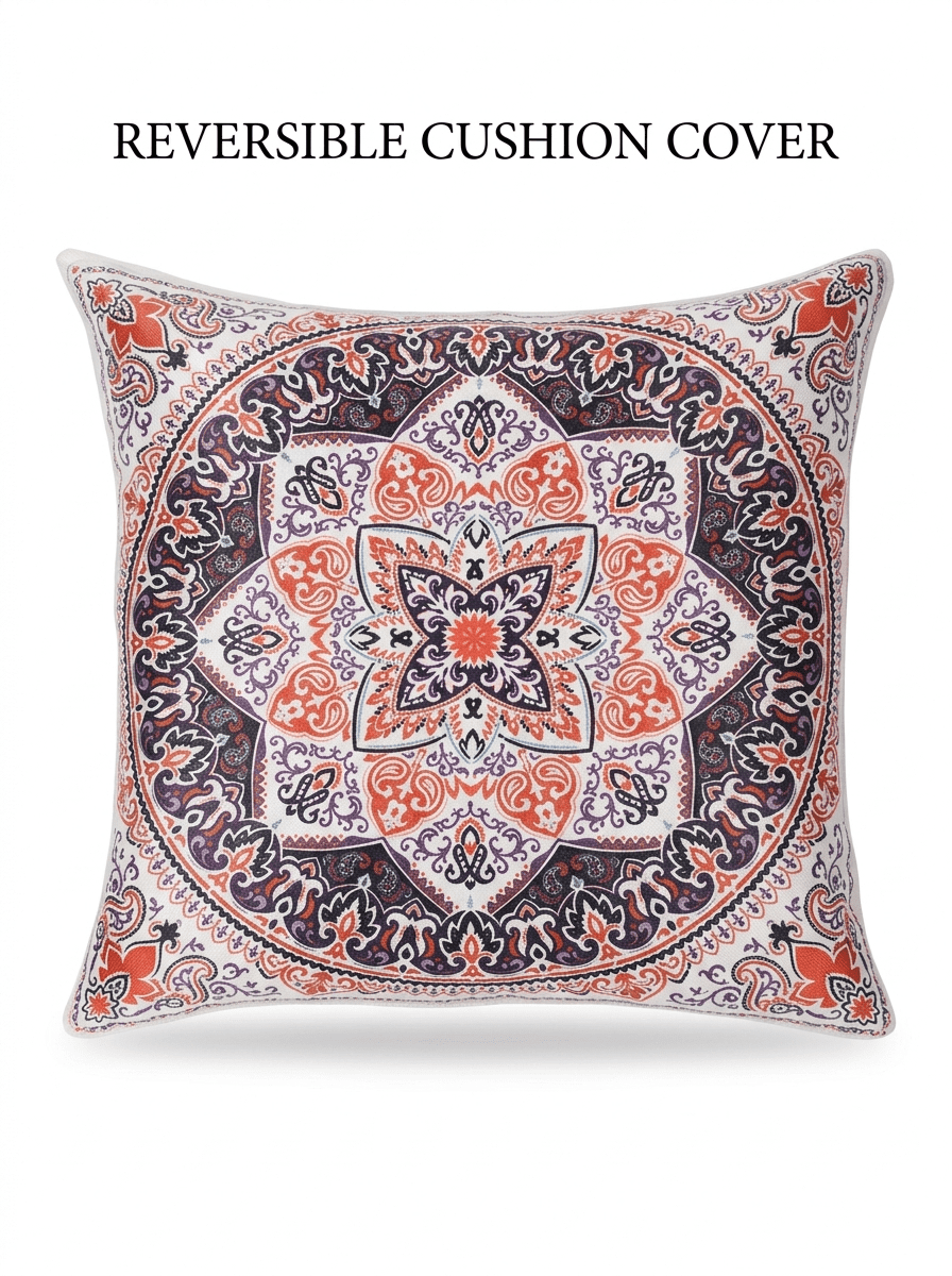 Elegant Medallion Satin Reversible Cushion Cover (16*16 inch) - Furnish Factory