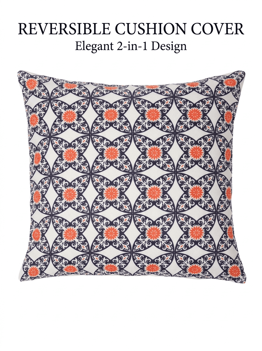 Elegant Medallion Satin Reversible Cushion Cover (16*16 inch) - Furnish Factory