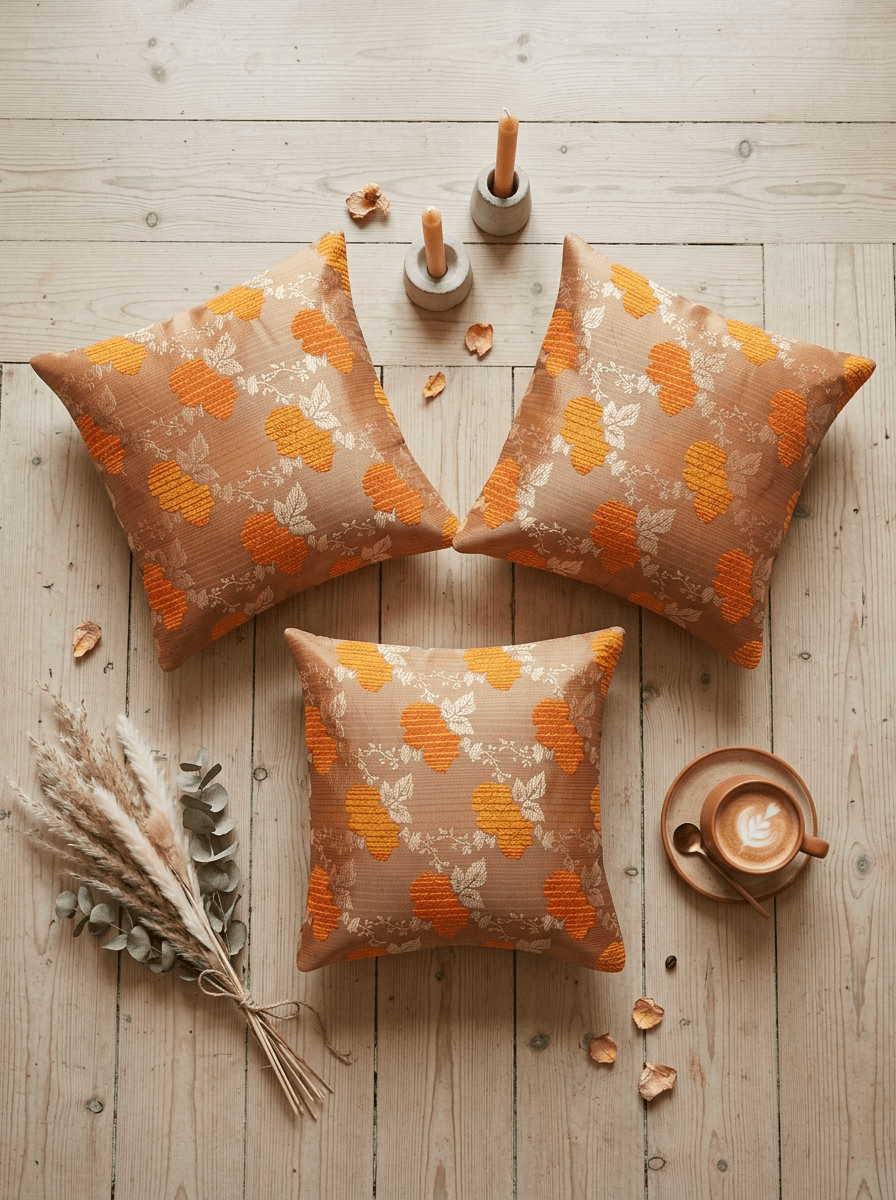 Sunlit Brocade Embroidered Cushion Cover (16*16 inch) - Furnish Factory