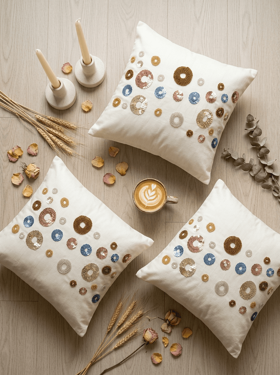 Modern Circle Silk Embroidered Cushion Cover (16*16 inch) - Furnish Factory