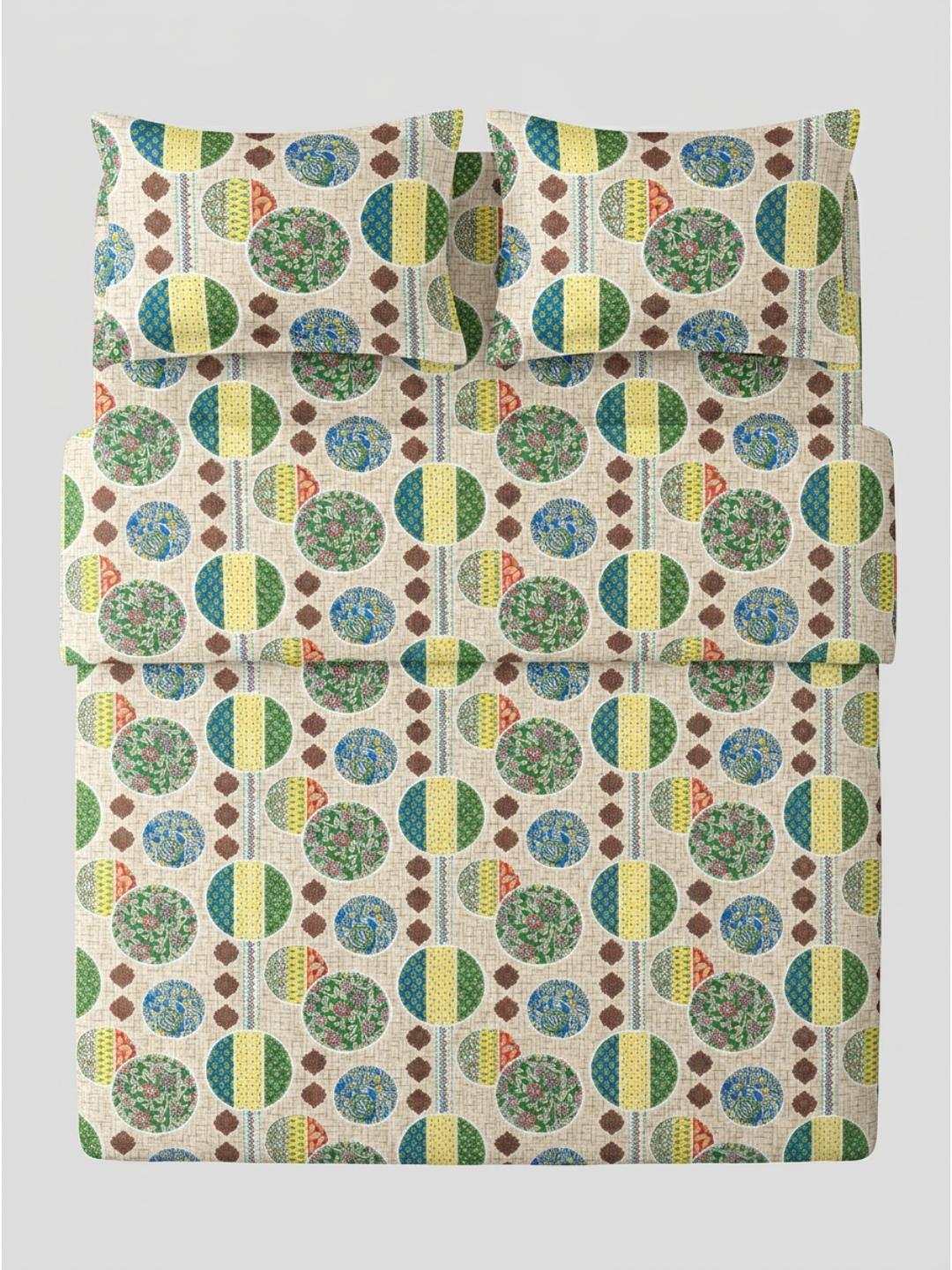 Earthy Orbit Premium Jaipuri Bedsheet - Furnish Factory
