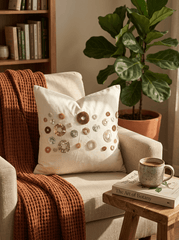 Modern Circle Silk Embroidered Cushion Cover (16*16 inch) - Furnish Factory