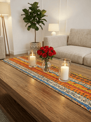 Tribal Stripe Fusion Canvas Printed Dining and Center Table Runner – (13 x 60 inch) - Furnish Factory