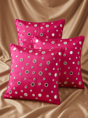 Polka Dot Silk Embroidered Cushion Cover (16*16 inch) - Furnish Factory