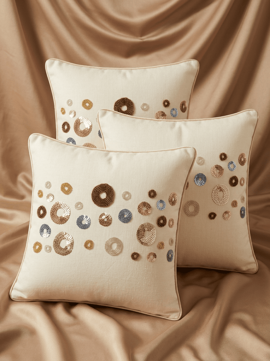 Modern Circle Silk Embroidered Cushion Cover (16*16 inch) - Furnish Factory