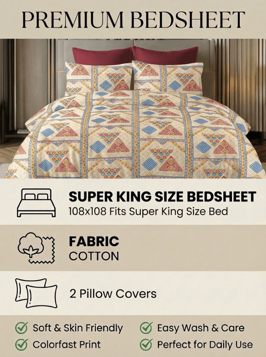 Heritage Prism Premium Jaipuri Bedsheet - Furnish Factory
