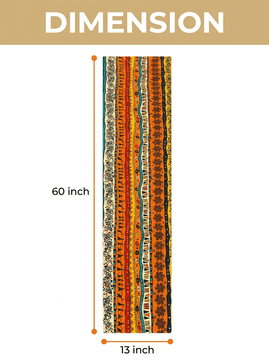 Tribal Stripe Fusion Canvas Printed Dining and Center Table Runner – (13 x 60 inch) - Furnish Factory