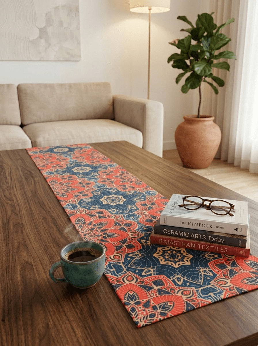 Royal Mandala Canvas Printed Table Runner for Dining and Center Table (13x 60 inch) - Furnish Factory