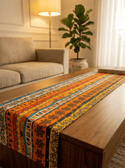 Tribal Stripe Fusion Canvas Printed Dining and Center Table Runner – (13 x 60 inch) - Furnish Factory