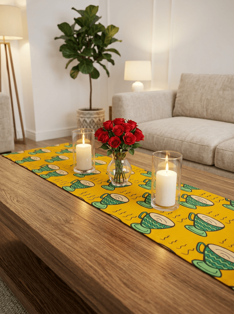 Sunlit Pottery Canvas Printed Dining and Center Table Runner – (13 x 60 inch) - Furnish Factory