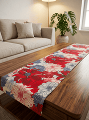 Crimson Bloom Floral Canvas Printed Dining and Center Table Runner – (13x60 Inch) - Furnish Factory