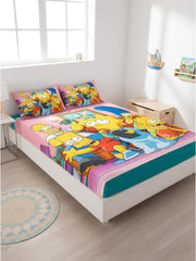 Simpsons Family 7D Fitted Bedsheet – (90x100 Inch) Double Size