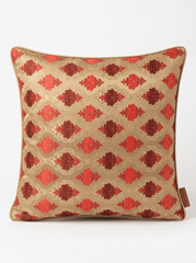 Scarlet Brocade Embroidered Cushion Cover (16*16 inch) - Furnish Factory