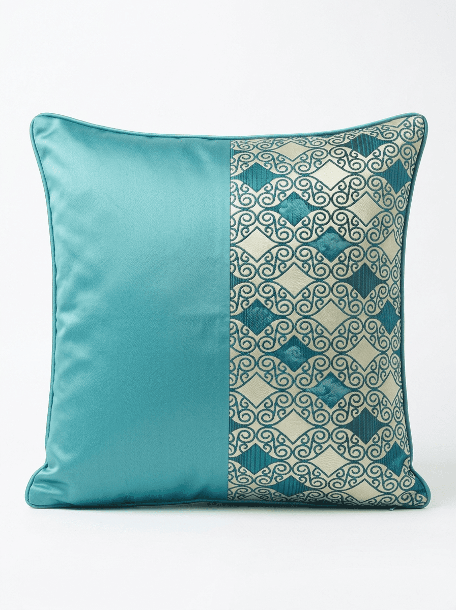 Azure Brocade Embroidered Cushion cover (16*16 inch) - Furnish Factory