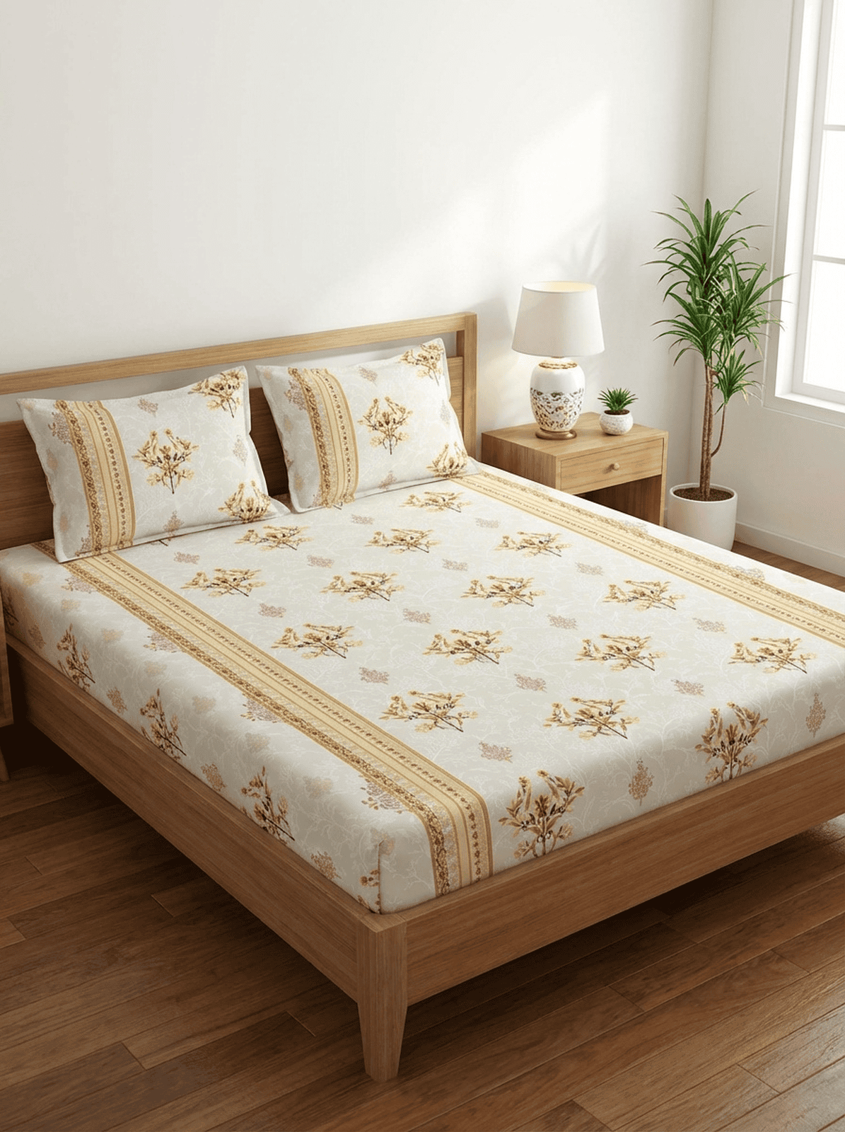 Royal Blossom Super King Cotton Bedsheet - Furnish Factory