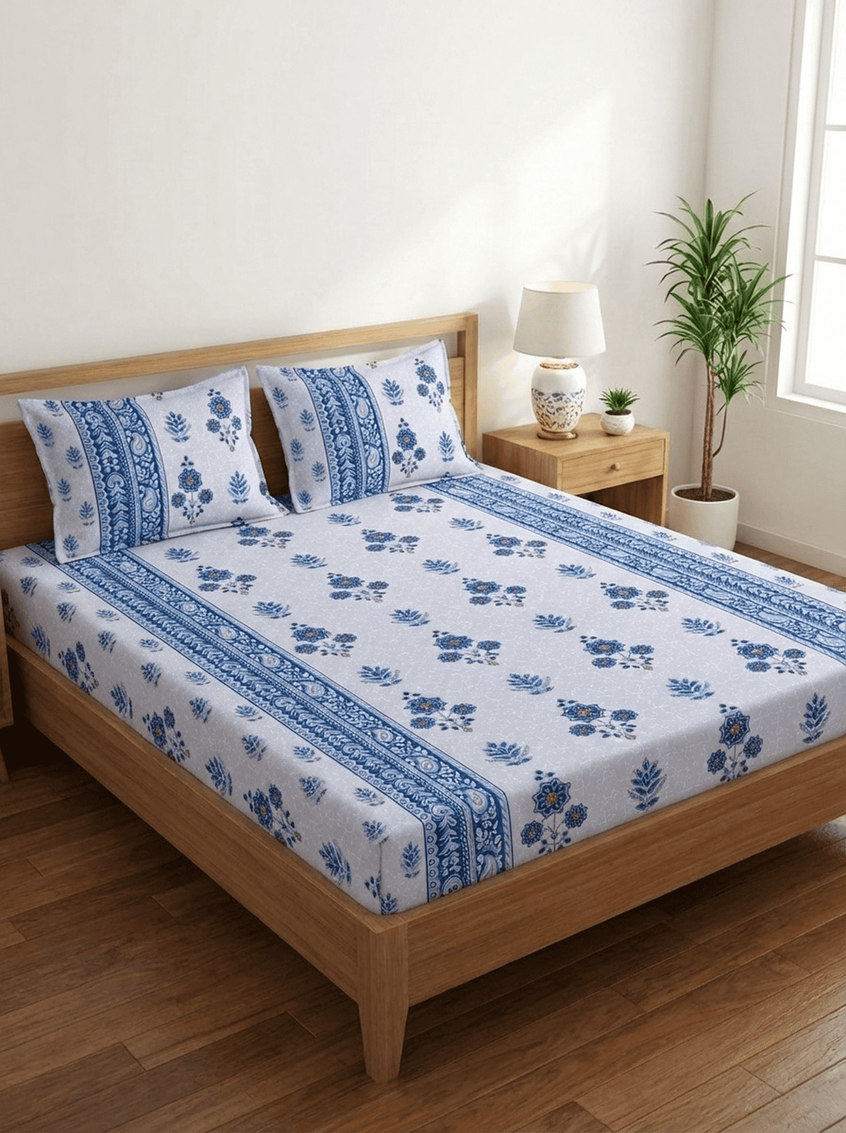 Indigo Royale Super King Cotton Bedsheet - Furnish Factory
