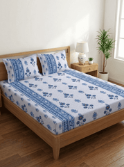 Indigo Royale Super King Cotton Bedsheet - Furnish Factory