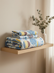 Jaipuri Indigo Earthy Orbit Premium Bedsheet