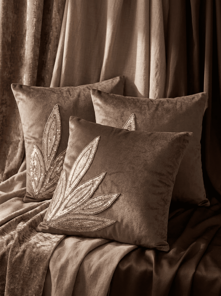 Leaf Silk Embroidered Cushion Cover (16*16 inch) - Furnish Factory