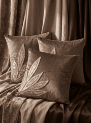 Leaf Silk Embroidered Cushion Cover (16*16 inch) - Furnish Factory