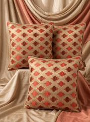 Scarlet Brocade Embroidered Cushion Cover (16*16 inch) - Furnish Factory