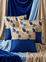 Royal Sapphire Brocade Embroidered Cushion Cover (16*16 inch) - Furnish Factory