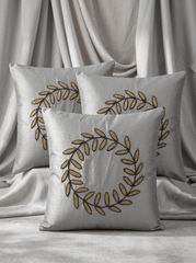 Elegant Embroidered Leaf Wreath Cushion Cover (16*16 inch) - Furnish Factory