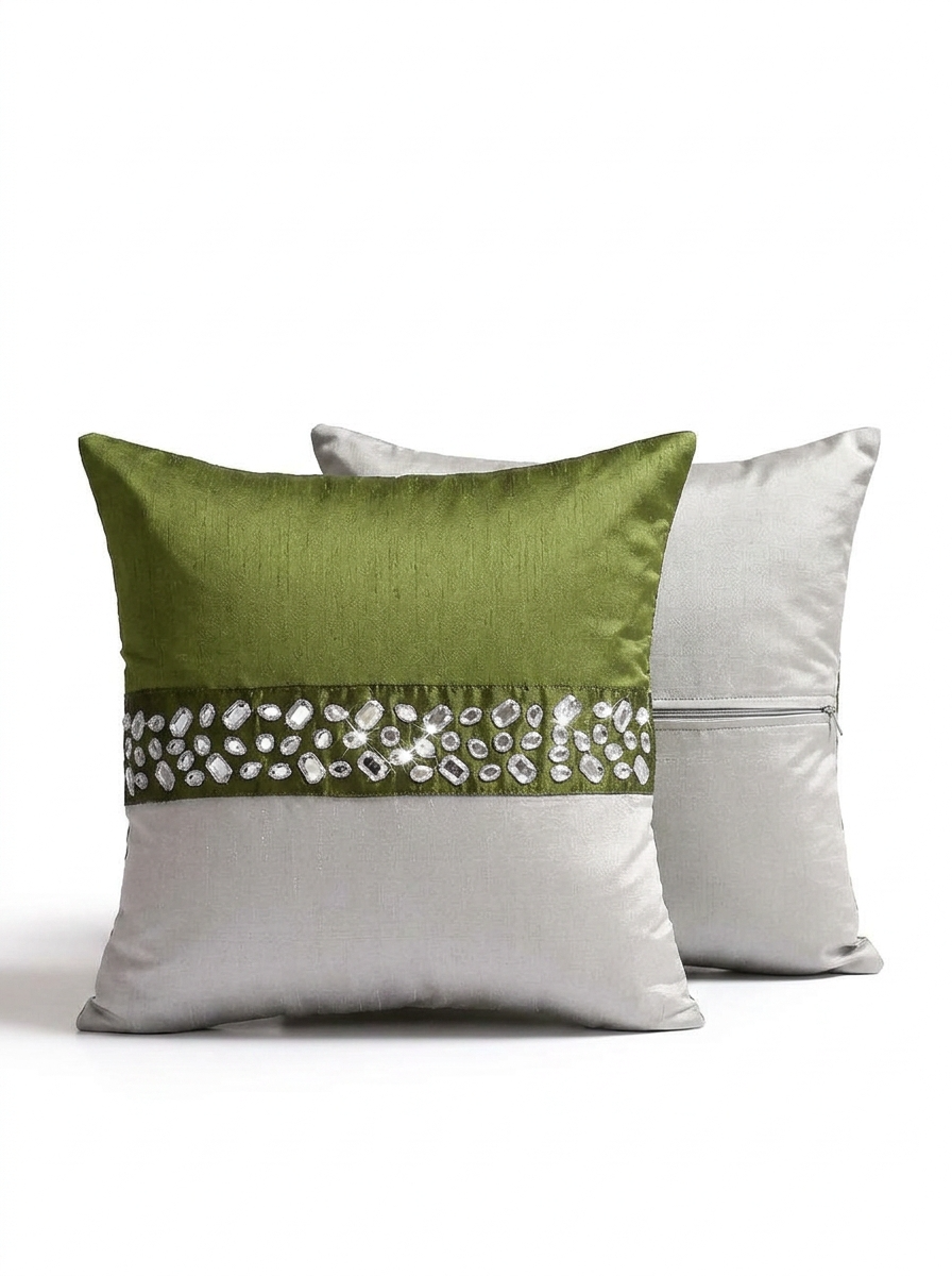 Olive Mirror Cushion Cover