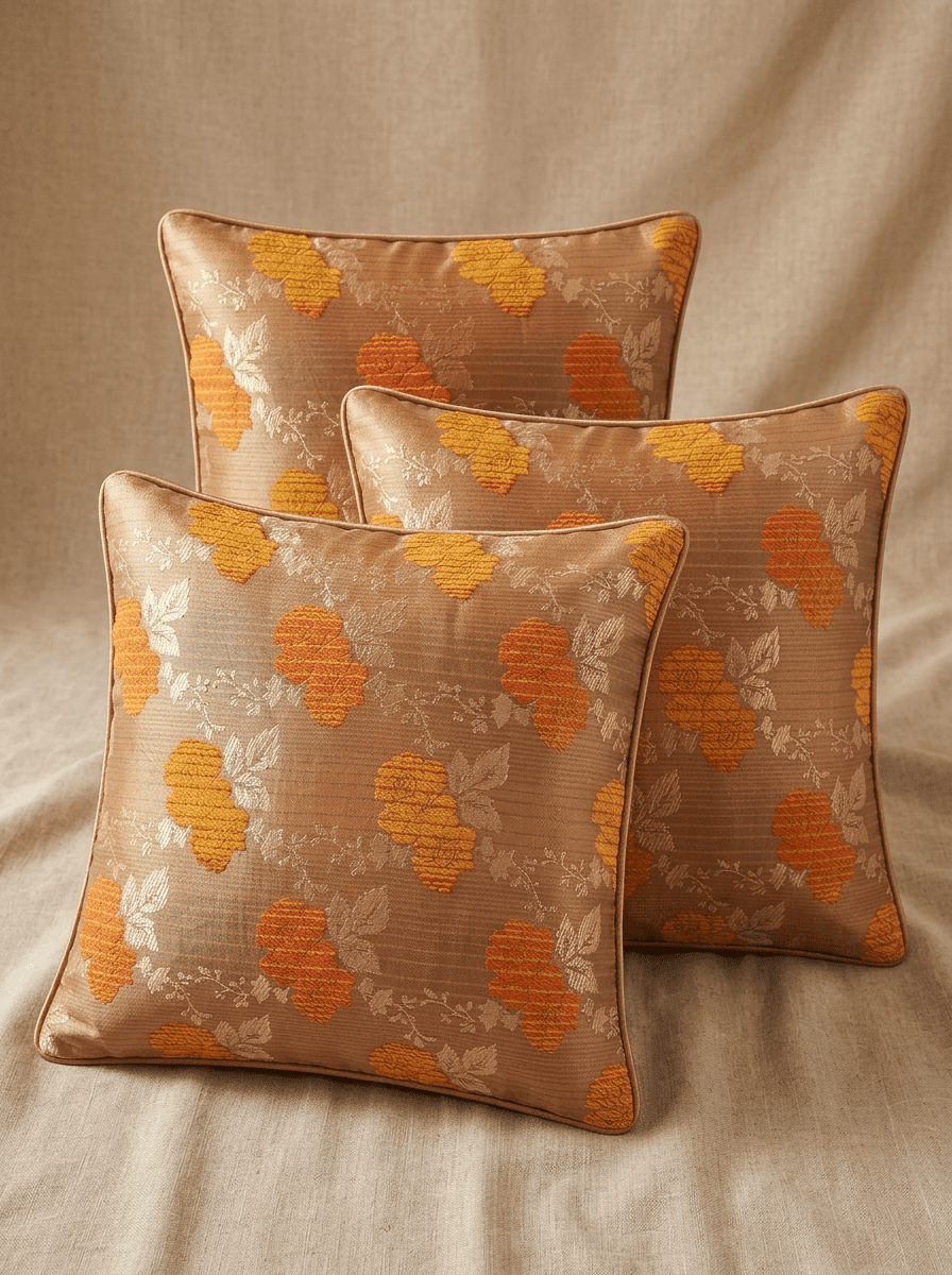 Sunlit Brocade Embroidered Cushion Cover (16*16 inch) - Furnish Factory