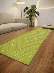 Olive Luxe Geometric Embellished Silk Dining and Center Table Runner – 13 x 60 Inch - Furnish Factory