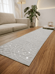 Taupe Elegance Embellished Abstract Silk Dining and Center Table Runner – 13 x 60 Inch - Furnish Factory